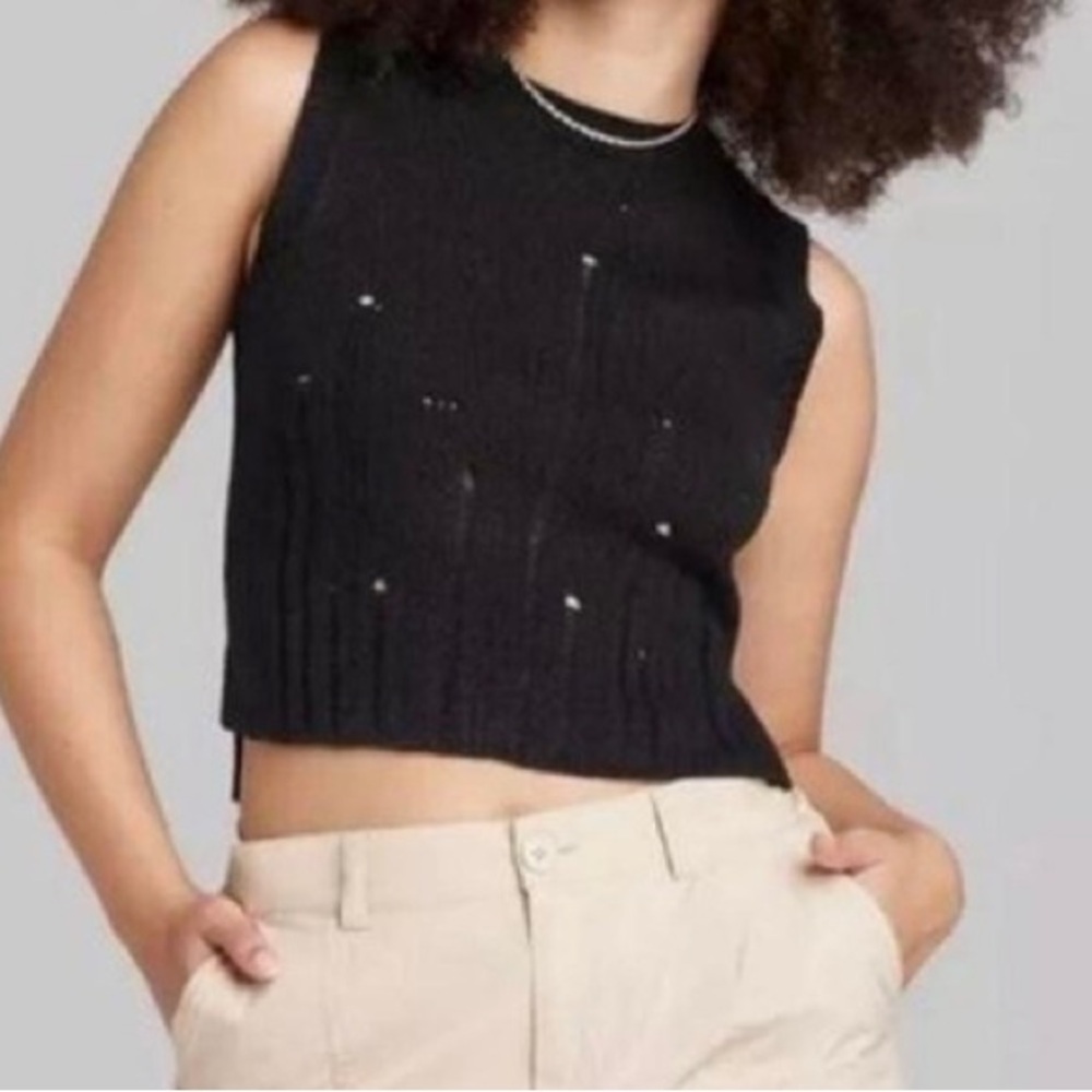 wild fable black sleeveless shirt festive grunge y2k vest whimsygoth punk top